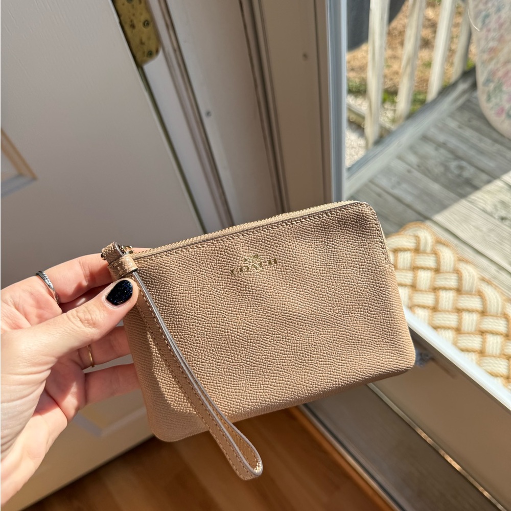 Coach Beige Leather Wristlet